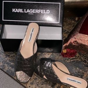 Karl Lagerfeld bronze Mules